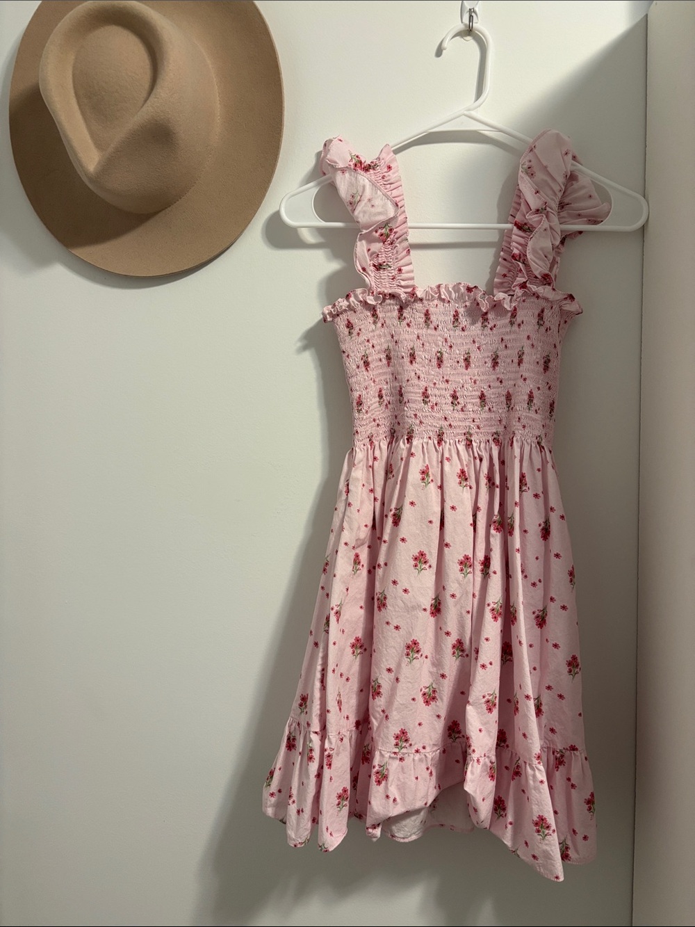 Smocked Pink Floral Ruffle Sundress for Girls
